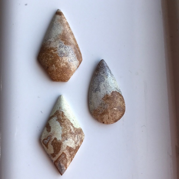 Jewelry - Set of three jasper stone cut cabochons for jewelry making pendant necklace